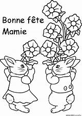 Fete Coloriage Mamie Meres Mere Mamies Fleurs Lapins Fête Joyeux Colorier Grands Imprimé Parfait Jecolorie sketch template