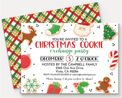 christmas cookie exchange invitation holiday cookie swap etsy