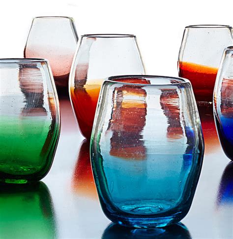multicolor ombre stemless wine glass set wine glass unique wine
