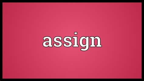 assign meaning youtube