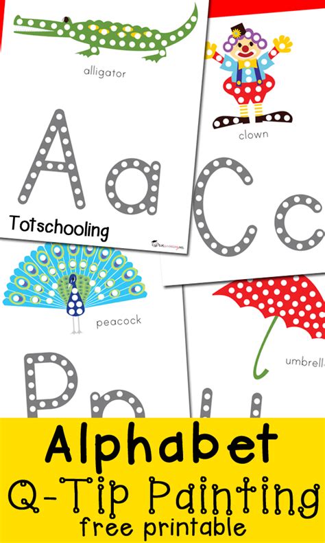 alphabet  tip painting printables totschooling toddler preschool