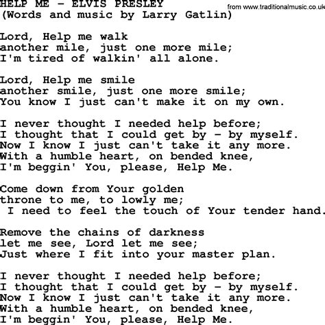 Help Me By Elvis Presley Lyrics