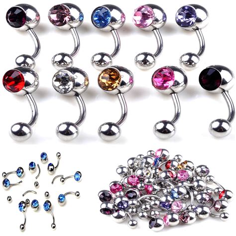 1pcs Belly Button Piercing Jeweled Multi Zirconia Crystal Belly Button