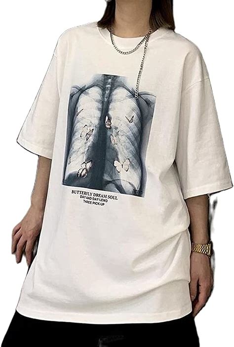 Women S Gothic Punk Skull Skeleton Tops Y2k Harajuku Short Sleeve T