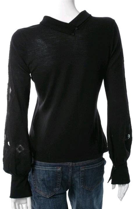 elie tahari black gabriella extra fine merino wool sweater new small ebay