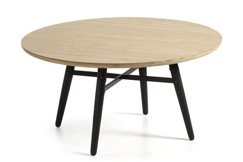 london table basse basics ronde plateau bois clair pieds noirs