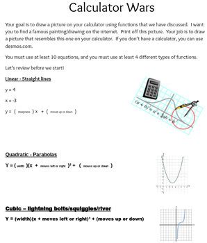 calculator wars graphing functions project  math  love tpt