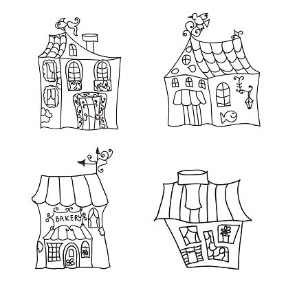 houses coloring page stock illustration  image  istock