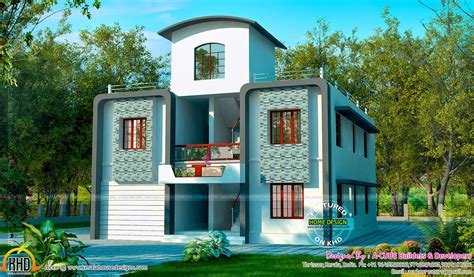 duplex villa exterior kerala home design  floor plans