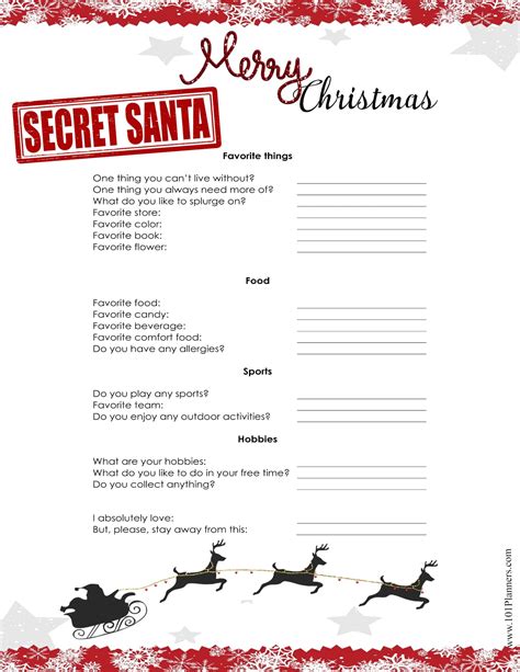 secret santa list template word printable word searches
