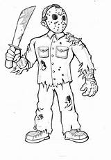 Horror Jason Halloween Coloring Voorhees Af sketch template