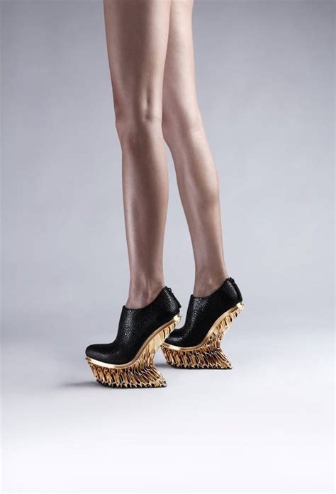 bitonti creates gold plated 3d printed shoes launches mutatio line