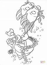 Coloring Mermaid Little Sebastian Pages Riding Fishes Book Printable Color Sea Print Disney Fish Coloriage sketch template