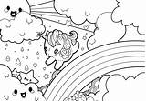 Unicorn Coloring Pages Rainbow Rain Adults Cute Kids Girls sketch template