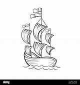 Sketch Ship Alamy Vector Cruise Stock Sails Sailboat Vessel Ancient Illustration sketch template