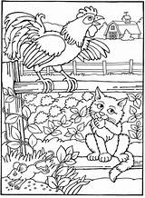 Coloring Fables Aesop Rooster Dover Doverpublications Aesops sketch template