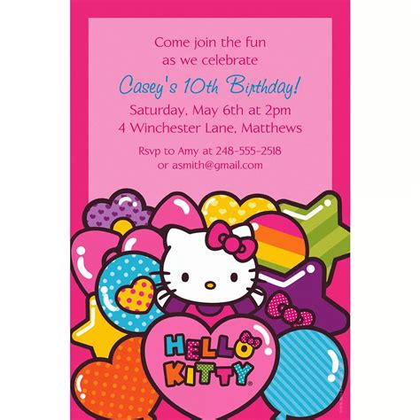 invitation card  st birthday girl  kitty