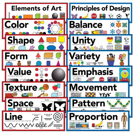 elements  art principles  design mini poster set elementary art