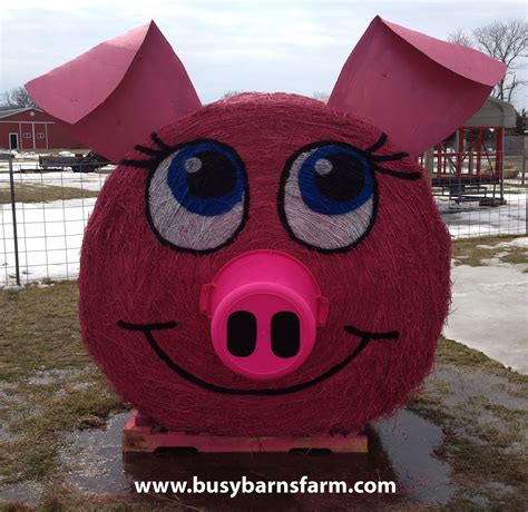 busy barns farm pink pig  bale art hay bale halloween halloween scarecrow fall halloween
