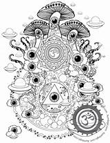 Coloring Mushroom Pages Trippy Psychedelic Adults Printable Drawing Drug Adult Shroom Magic Mushrooms Color Drawings Print Fairy Aesthetic Mandala Draw sketch template