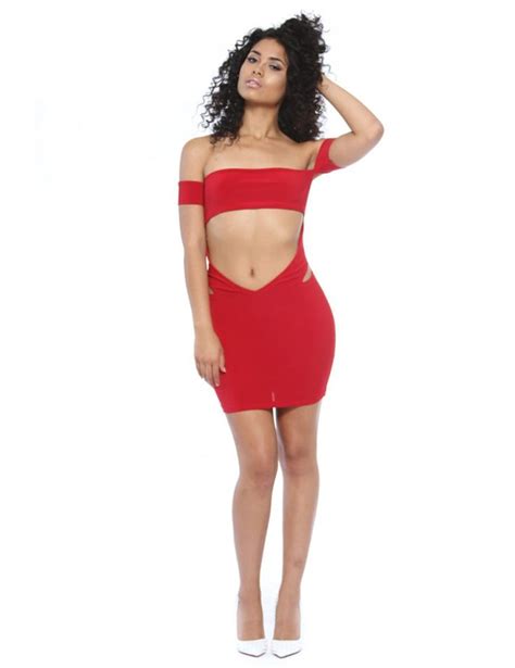 red   shoulder cutout mini bodycon dress dresses bodycon mini