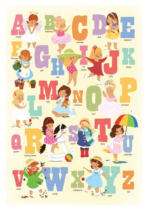 alphabet poster  girls print  girly colours bedroom nursery