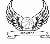 Basketball Coloring Pages Angel Wings Clip Spurs Drawing Cool Vector Cliparts Sheets Nba Wing Print Clipart Royalty Girls Clker Logos sketch template