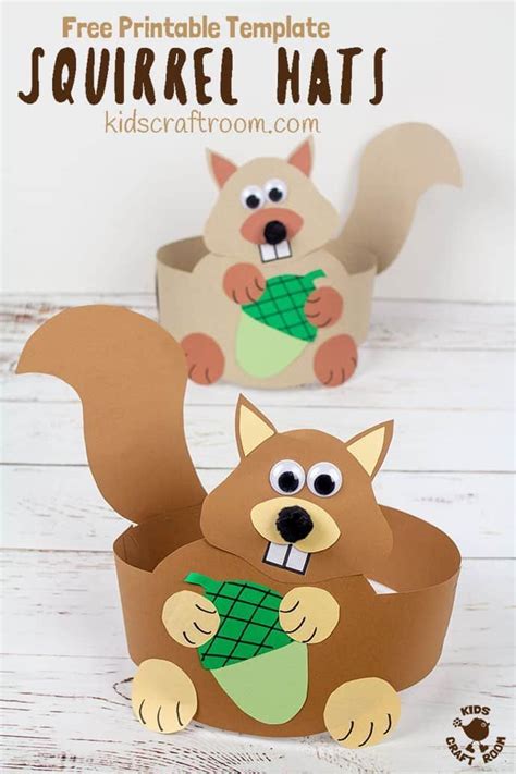 printable squirrel hat craft  adorable print  template