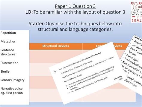 aqa language paper question  teaching resources