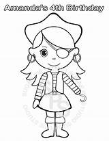 Pirate Girl Coloring Pages Kids Female Drawing Printable Piraten Mädchen Personalized Color Getcolorings Ausmalen Book Birthday Party Favor Print Girls sketch template
