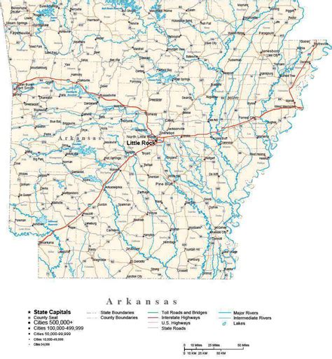 arkansas  capital counties cities roads rivers lakes