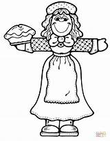 Coloring Pilgrim Girl Pages Thanksgiving Clipart Drawing Library Supercoloring Categories sketch template
