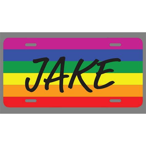 jake  pride flag style license plate tag vanity novelty metal uv