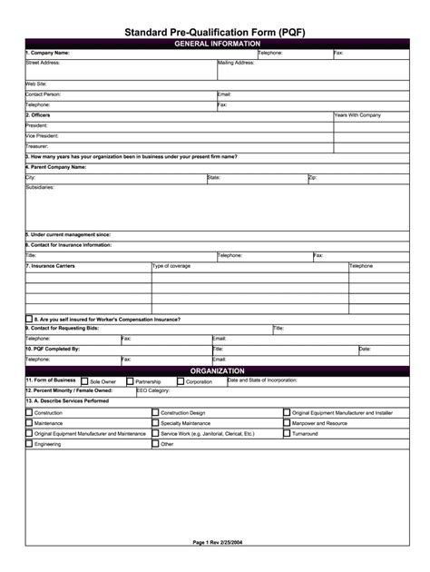 standard pre qualification form  fill  sign printable template