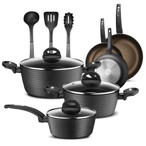 nutrichef ridge  nonstick kitchen cookware pots  pan  pieces