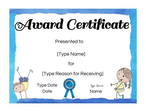 kid certificate templates  printable