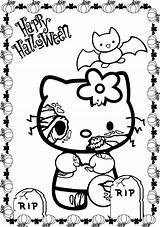 Coloring Scary Cartoon Pages Halloween Kitty Hello Popular sketch template