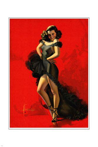 Retro Pin Up Girl Poster Sexy Ruffles Long Dress Brunette Playful 20x30