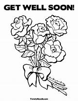 Coloring Pages Well Soon Cards Printable Clipart Colouring Print Clip Mothers Flower Family Library Roses Rose Popular sketch template