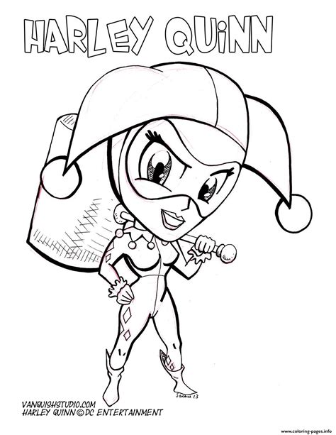 harley quinn cute cartoon dc entertainment coloring page printable