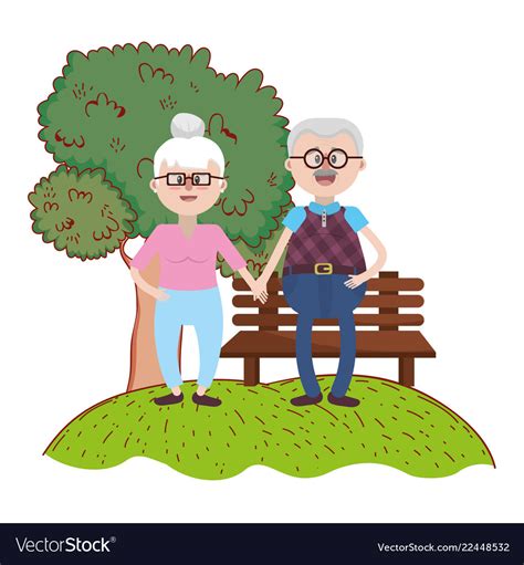 elderly couple cartoon