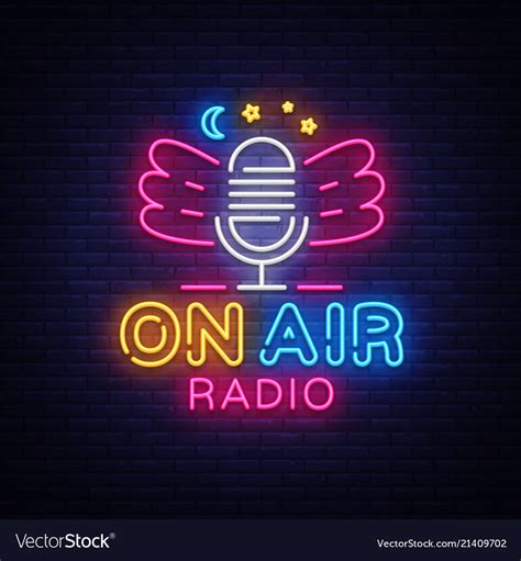 air radio neon logo radio neon sign royalty  vector