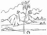 Pemandangan Mewarnai Gunung Sawah Sketsa Lukisan Kartun sketch template