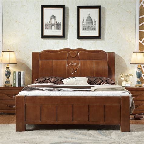 furniture bedroom double box solid wood simple bed  beds