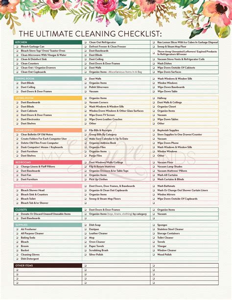 ultimate house cleaning checklist printable  house cleaning