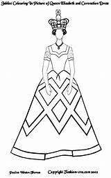 Queen Elizabeth Colouring Ii Coronation Dress Coloring Pages Drawing Outlines Fashion Jubilee Basic Outline Simple Color Gown Era Costume Getcolorings sketch template