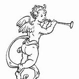 Horn Angel Blowing Surfnetkids Coloring sketch template