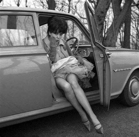 vintage photos of ladies stepping out from the driver s seat