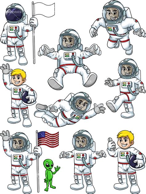 Male Astronaut Cartoon Clipart In Vector Format