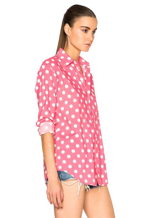 Saint Laurent Polka Dot Shirt In Pink Lyst